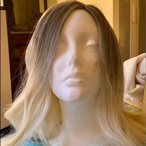 14’ Full Lace wig ~ Blond with silver/grey roots
